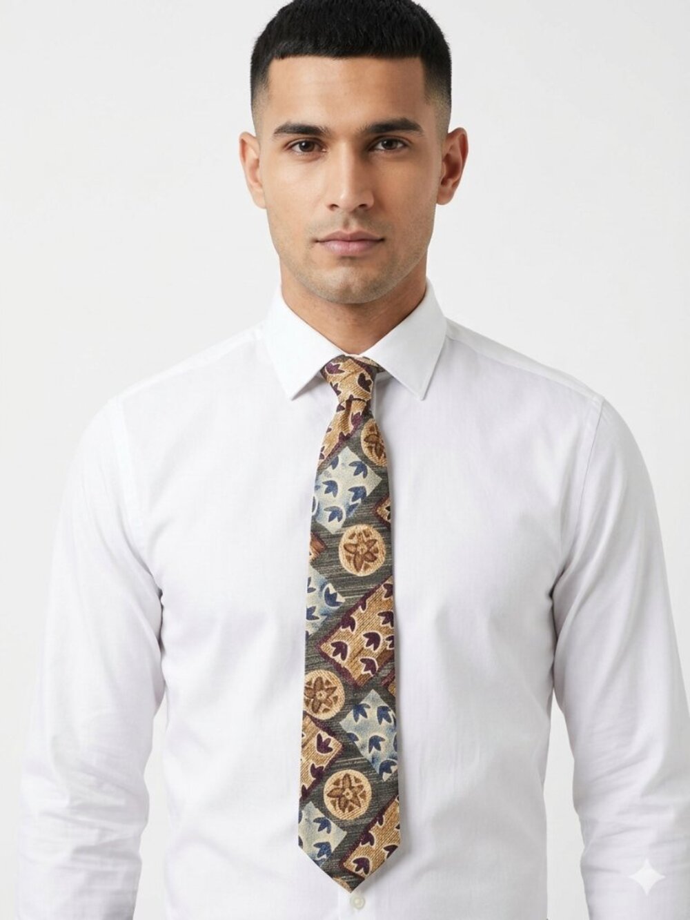 Vintage Structure Tie Silk Academia 90's Grunge Burgundy Green Floral